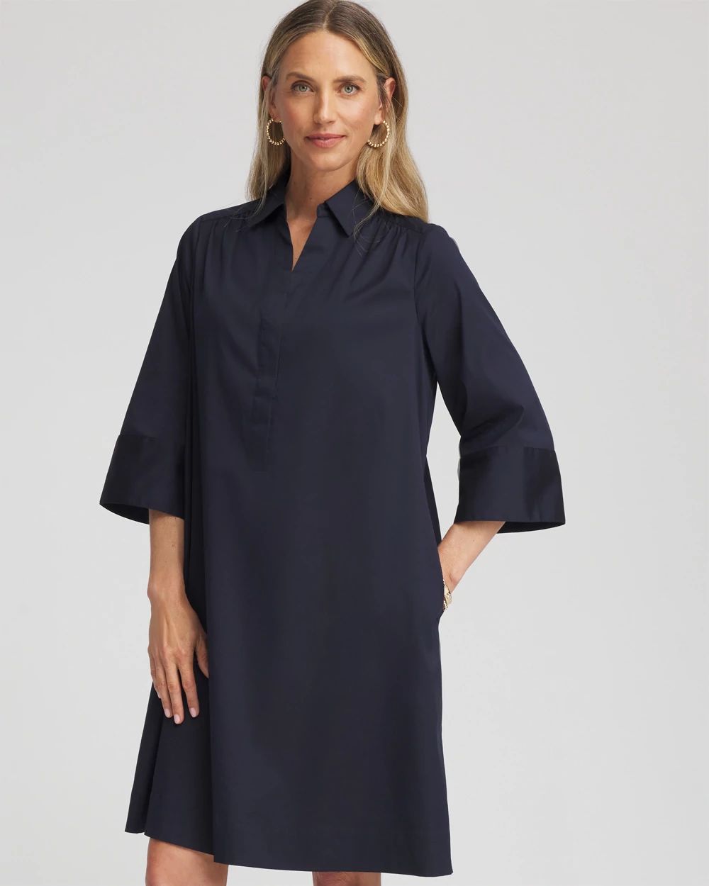 Cotton-Blend Popover Dress | Chico's